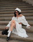 ROVENTE Ruffled Off-Shoulder Top & Draped Skirt Set