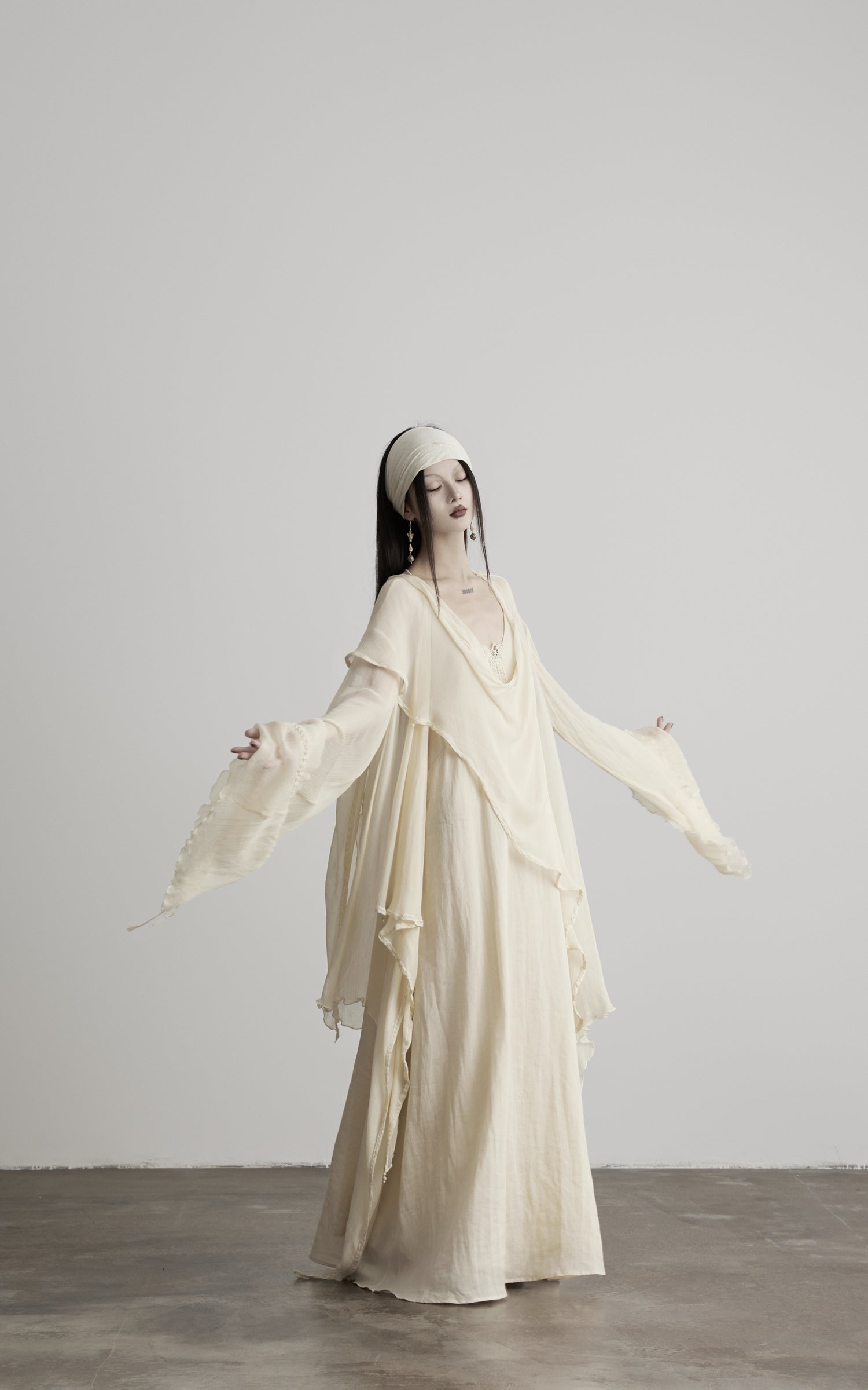 DOINDULGE Sheer Draped Wrap Longline Cardigan