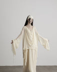 DOINDULGE Sheer Draped Wrap Longline Cardigan