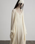 DOINDULGE Sheer Draped Wrap Longline Cardigan