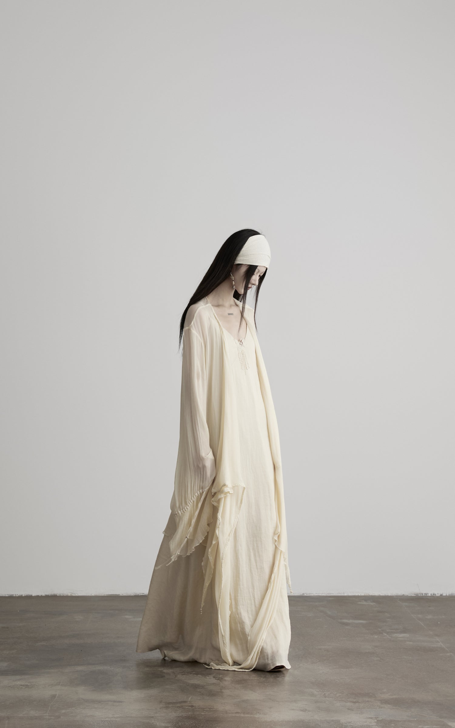 DOINDULGE Sheer Draped Wrap Longline Cardigan
