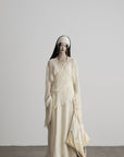 DOINDULGE Sheer Draped Wrap Longline Cardigan