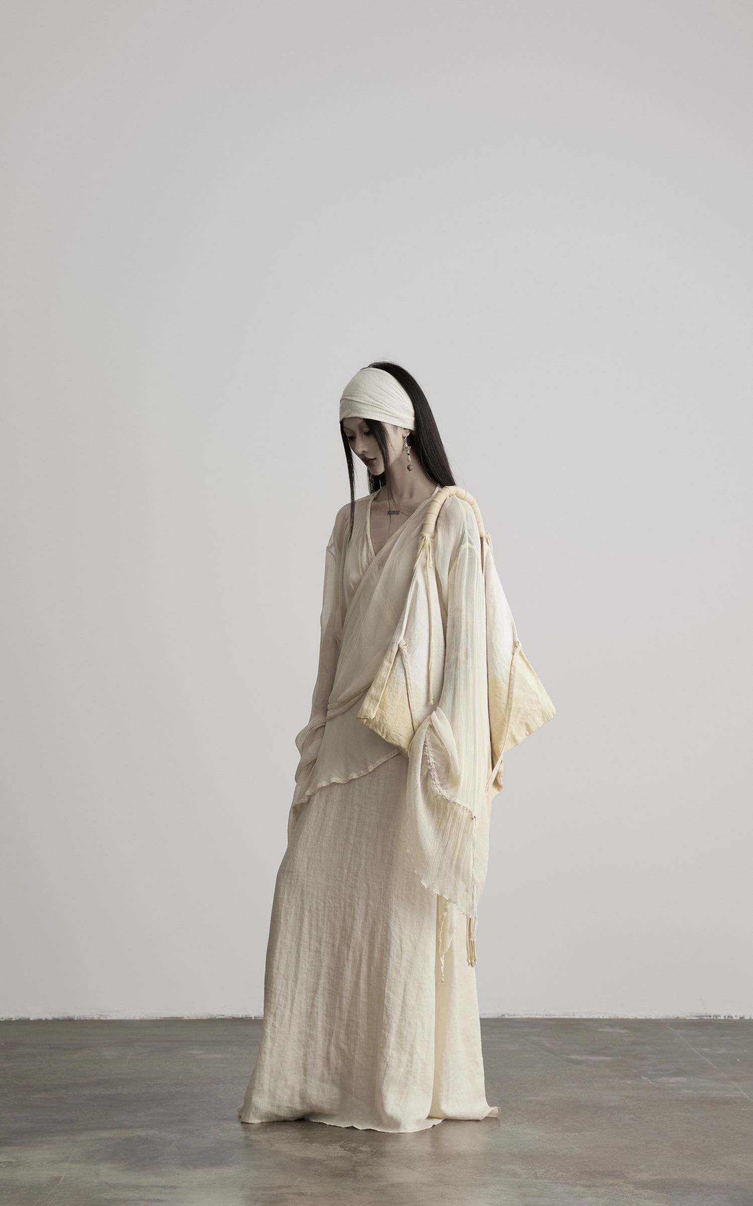DOINDULGE Sheer Draped Wrap Longline Cardigan