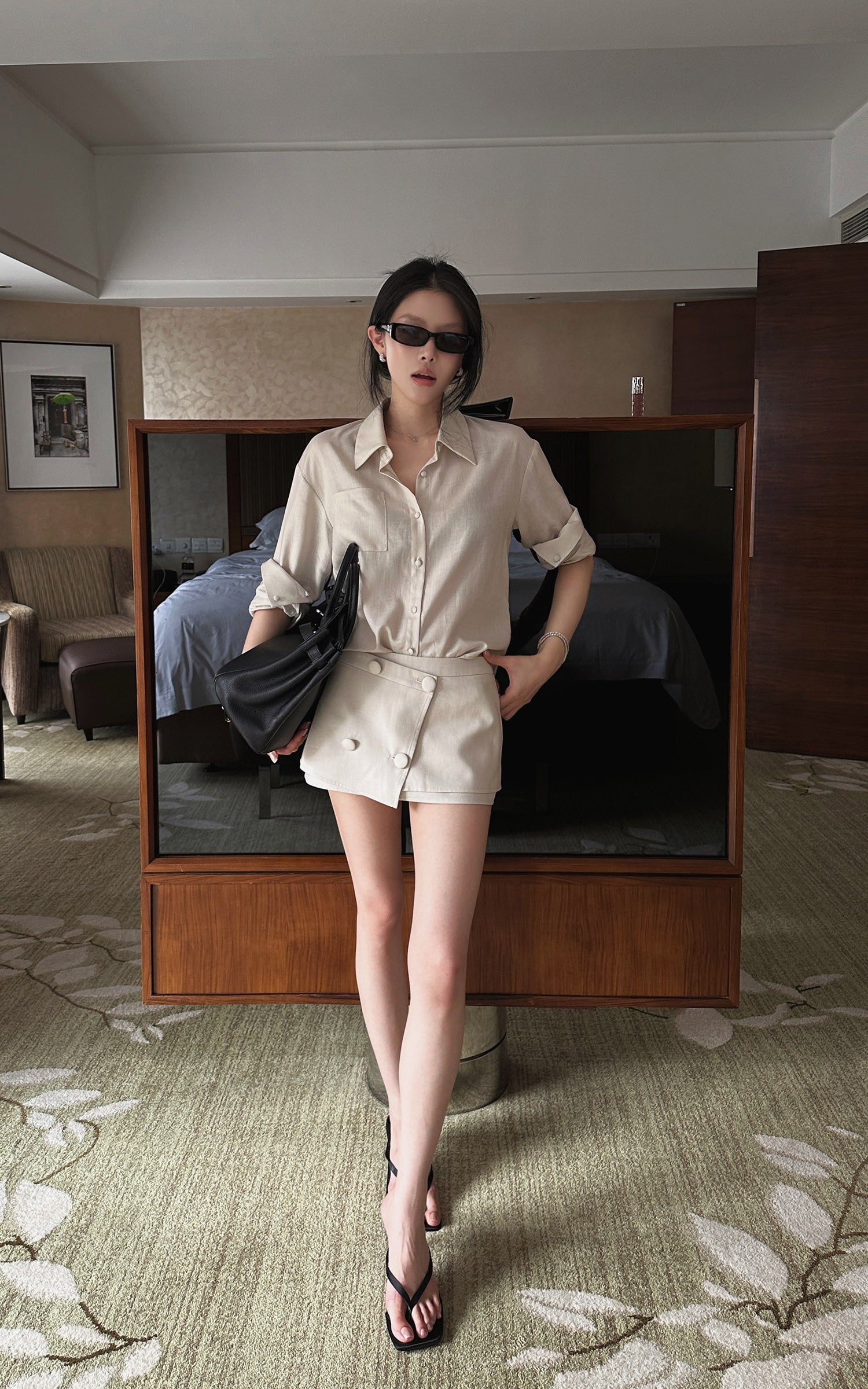 Hydrae Tailored Wrap Skort Mini Skirt