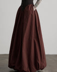 DOINDULGE Corset Waist Bubble Hem Maxi Skirt
