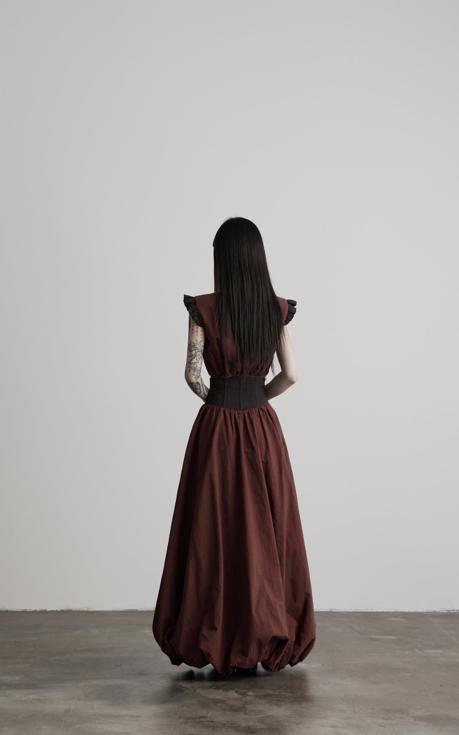 DOINDULGE Corset Waist Bubble Hem Maxi Skirt