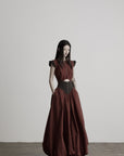 DOINDULGE Corset Waist Bubble Hem Maxi Skirt