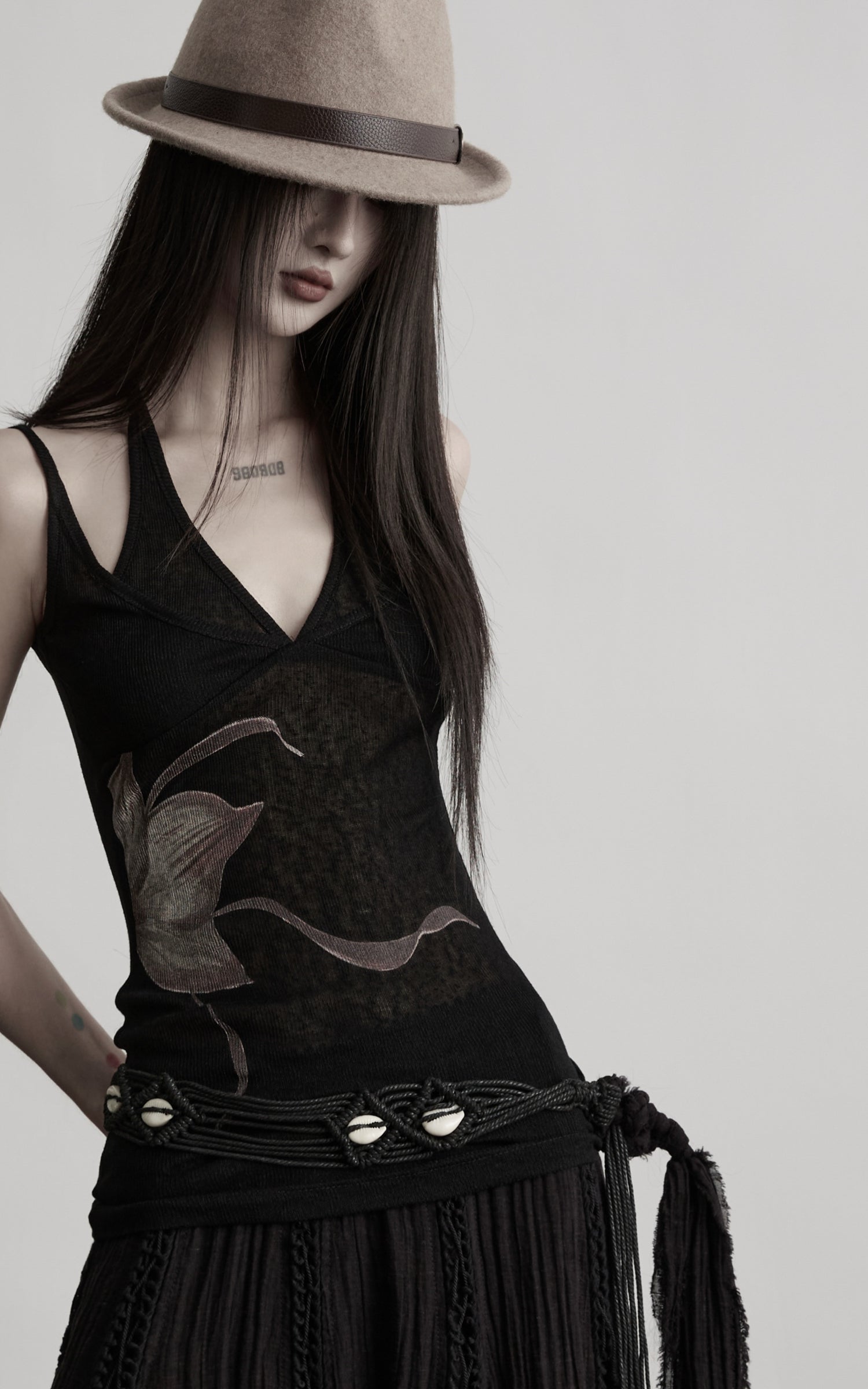DOINDULGE Faux Layered Halter Strappy Knit Tank Top
