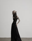 DOINDULGE Hand-Braided Belt Crinkled Maxi Skirt