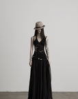 DOINDULGE Faux Layered Halter Strappy Knit Tank Top