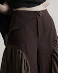 DOINDULGE Asymmetric Paneled Relaxed Wide-Leg Pants