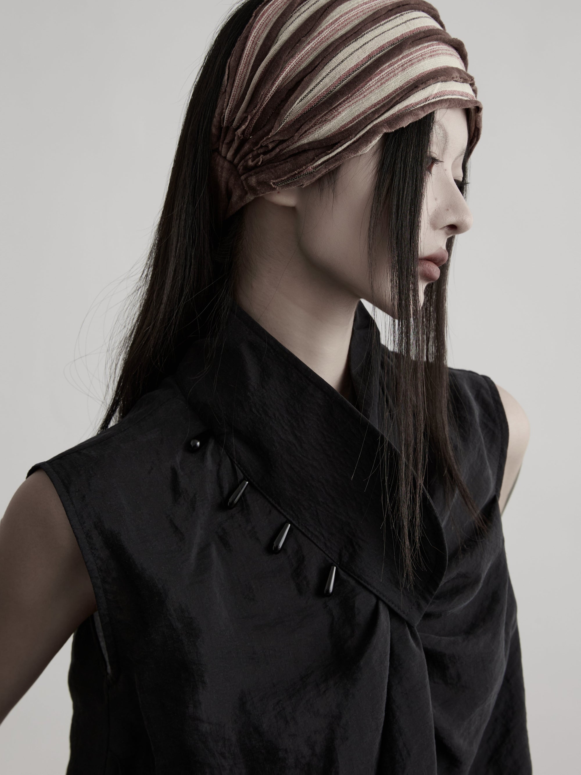 DOINDULGE Avant-Garde Asymmetric Draped Longline Vest