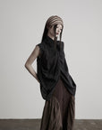 DOINDULGE Avant-Garde Asymmetric Draped Longline Vest