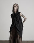 DOINDULGE Avant-Garde Asymmetric Draped Longline Vest