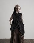 DOINDULGE Avant-Garde Asymmetric Draped Longline Vest
