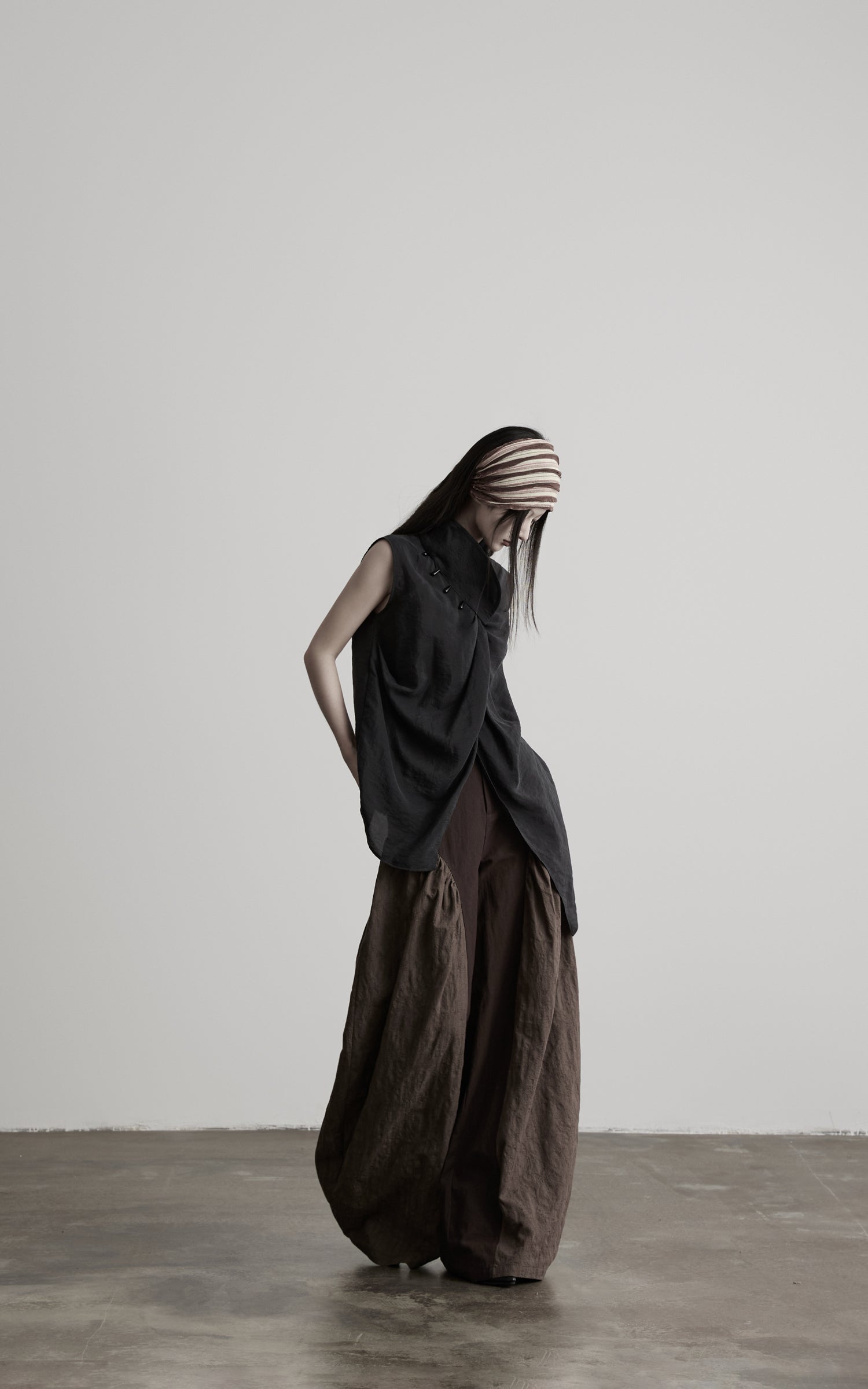 DOINDULGE Asymmetric Paneled Relaxed Wide-Leg Pants