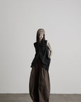 DOINDULGE Asymmetric Paneled Relaxed Wide-Leg Pants