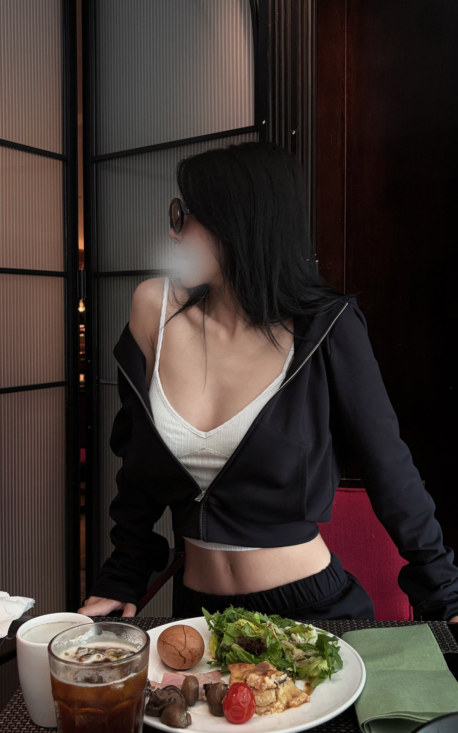 Hydrae Cropped Zip Hoodie &amp; Lace Trim Shorts Set