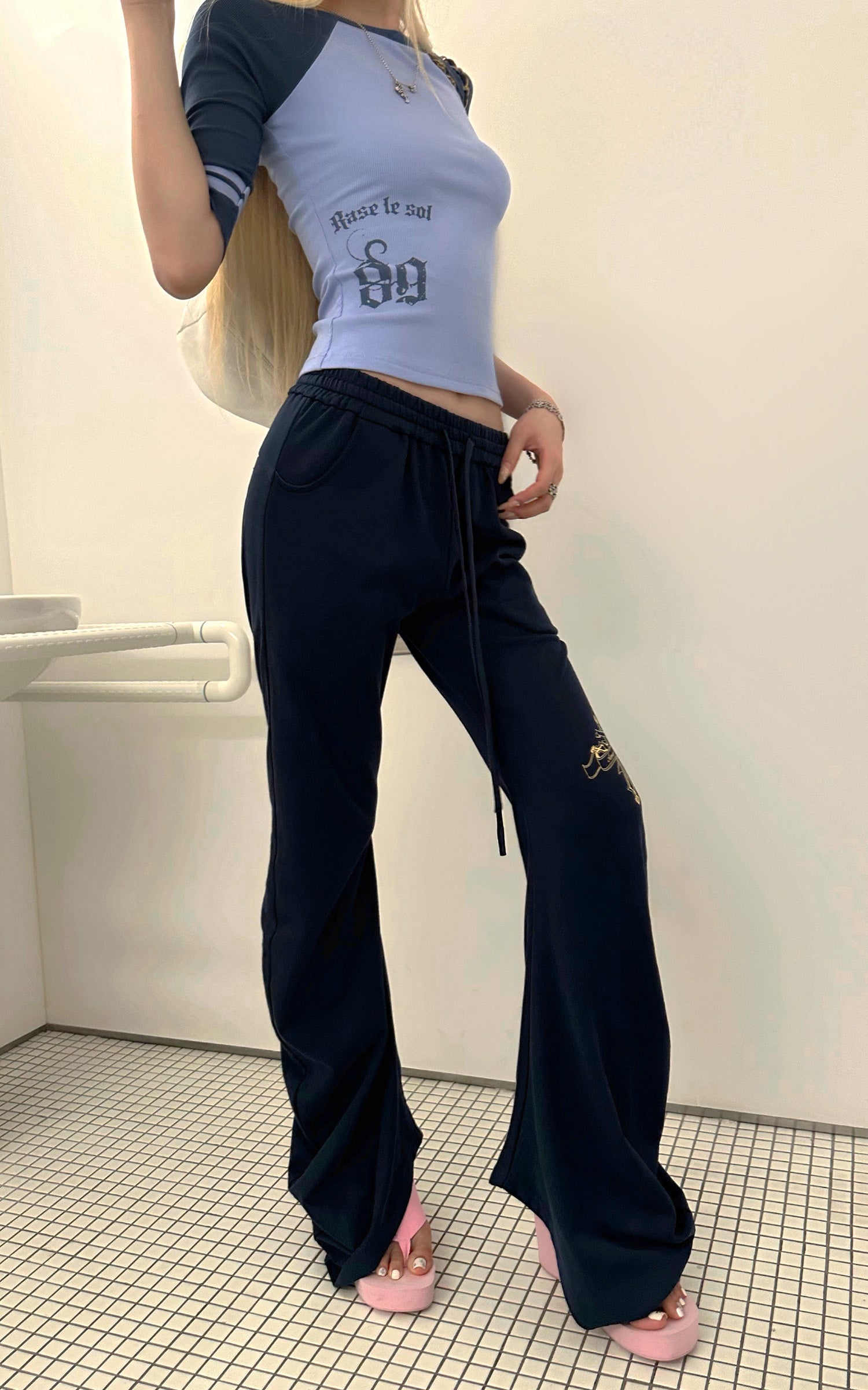 Rase le sol Draped Split-Hem Sweatpants