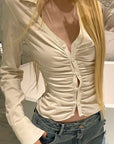 Rase le sol Ruched Fitted Long-Sleeve Shirt
