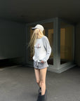 Rase le sol Contrast Raglan Graphic Long Sleeve Top & Low-Rise Shorts Set