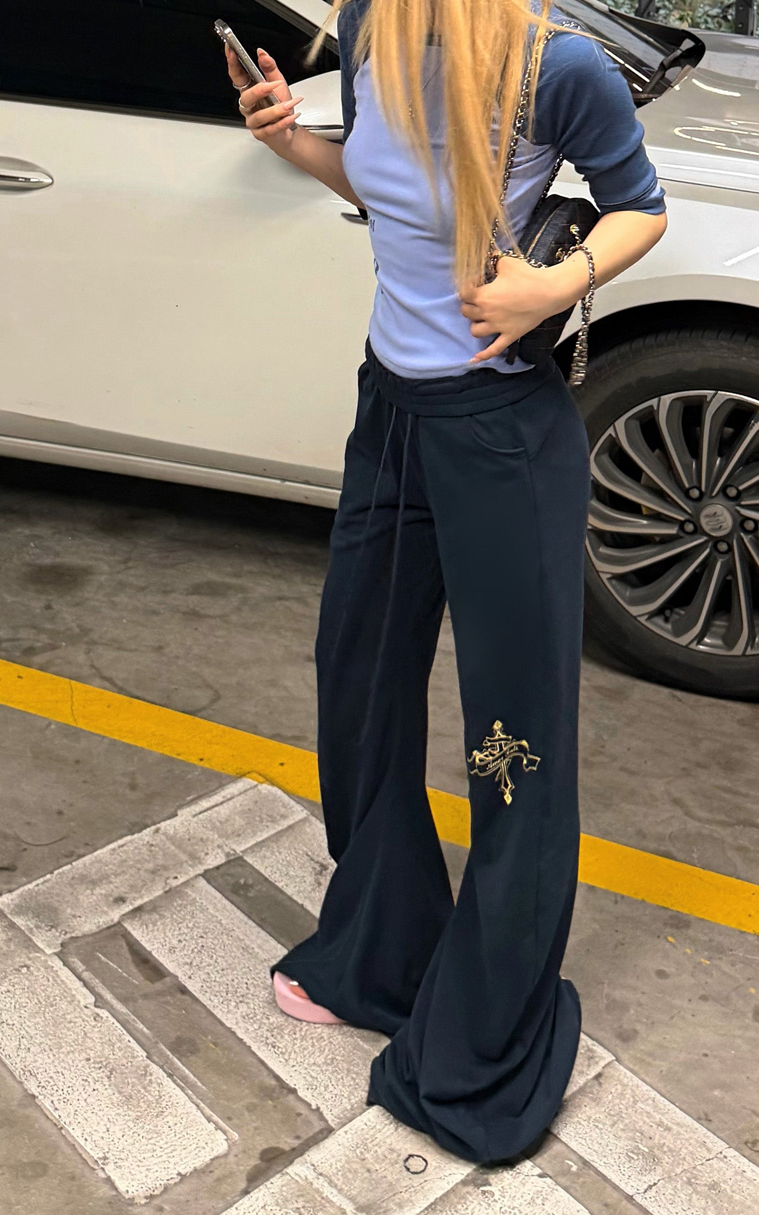 Rase le sol Draped Split-Hem Sweatpants