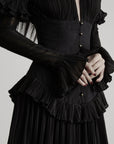 DOINDULGE Deep V Corset Waist Pleated Maxi Dress