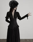 DOINDULGE Deep V Corset Waist Pleated Maxi Dress