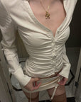 Rase le sol Ruched Fitted Long-Sleeve Shirt