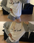 Rase le sol Contrast Raglan Graphic Long Sleeve Top & Low-Rise Shorts Set
