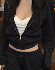 Hydrae Cropped Zip Hoodie & Lace Trim Shorts Set