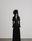 DOINDULGE Deep V Corset Waist Pleated Maxi Dress