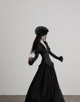 DOINDULGE Deep V Corset Waist Pleated Maxi Dress