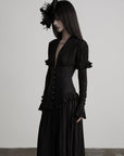 DOINDULGE Deep V Corset Waist Pleated Maxi Dress