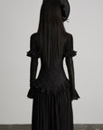 DOINDULGE Deep V Corset Waist Pleated Maxi Dress