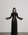 DOINDULGE Mandarin Collar Frog Button Maxi Dress