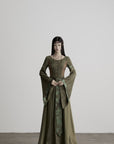DOINDULGE Patchwork Bell Sleeve Belted Maxi Dress