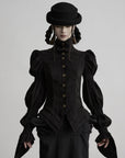DOINDULGE Victorian High-Neck Puff-Sleeve Blouse