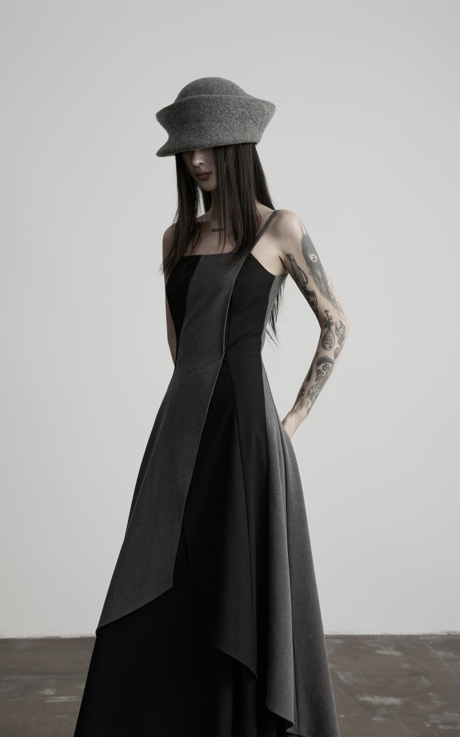 DOINDULGE Deconstructed Paneled Maxi Dress