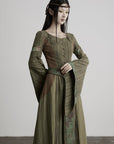 DOINDULGE Patchwork Bell Sleeve Belted Maxi Dress