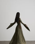 DOINDULGE Patchwork Bell Sleeve Belted Maxi Dress