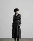 DOINDULGE V-Neck Smocked-Waist Long-Sleeve Blouse