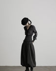 DOINDULGE V-Neck Smocked-Waist Long-Sleeve Blouse