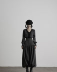 DOINDULGE V-Neck Smocked-Waist Long-Sleeve Blouse