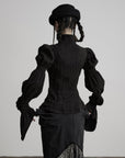 DOINDULGE Victorian High-Neck Puff-Sleeve Blouse