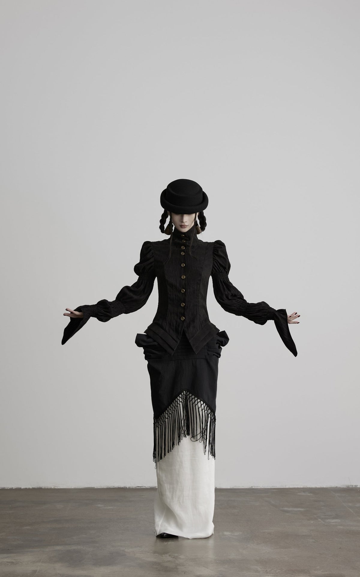 DOINDULGE Victorian High-Neck Puff-Sleeve Blouse