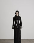 DOINDULGE Mandarin Collar Frog Button Maxi Dress