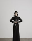 DOINDULGE Mandarin Collar Frog Button Maxi Dress