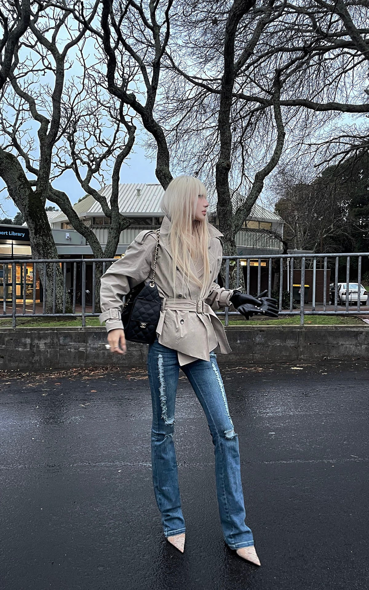 Rase le sol Belted Double-Breasted Sculpted Trench Jacket