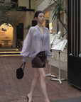 Hydrae Sheer Embroidered Tie-Front Blouse with Voluminous Sleeves